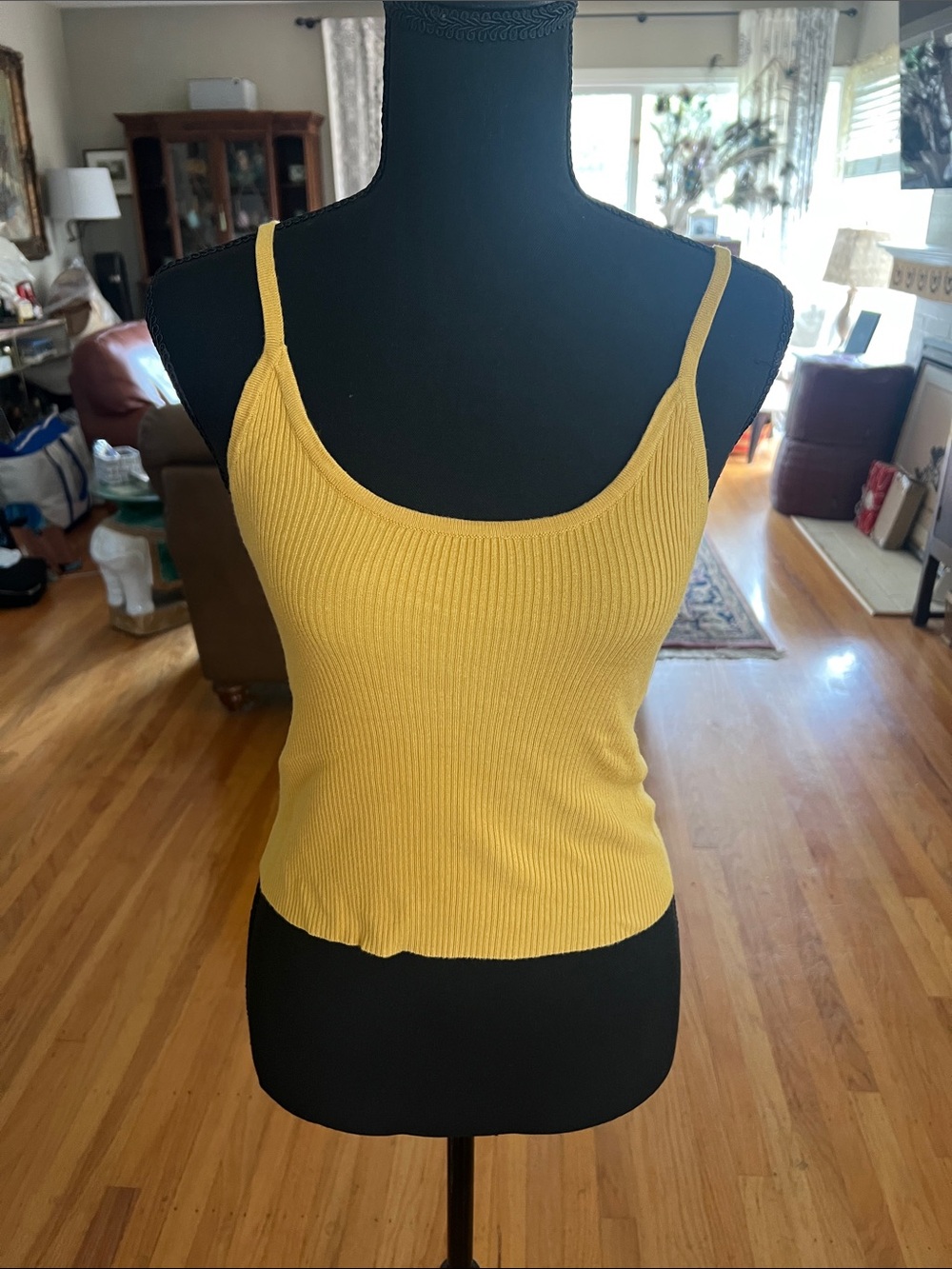 Yellow sunny cornflower Ribbed Women's Top brandy Melville part of tag missing.